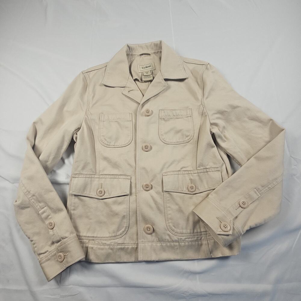 Women's Utility Safari Jacket Cream Cotton 4 Pocket by L.L.Bean XS
